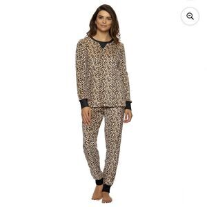 NWT Jane Marie Cheetah Animal Print Dot Long Sleeve Pants Pajama Set Boutique XL
